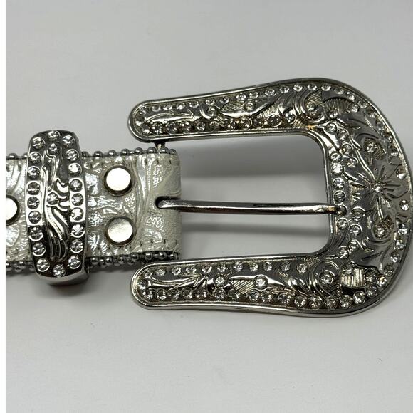Blazin Roxx Rhinestone Western Belt Cream and Silver Size XL
